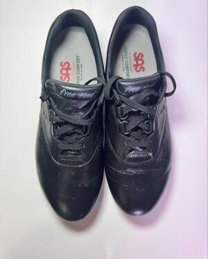SAS Free Time Black Leather Comfort Walking Shoes Women 11 WW Extra Wide